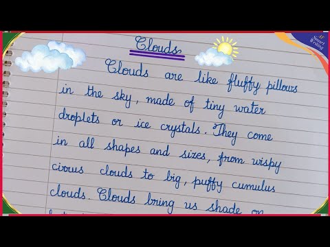 Few Lines Essay on Clouds | Brief Essay on the Beauty of Clouds | Simple Cursive Writing Essay☁️🤎✨