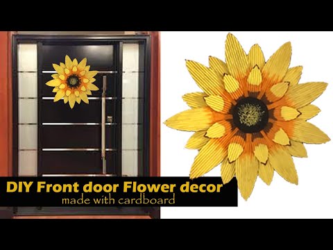 DIY Front door Flower Decor made with cardboard l l Best out of waste