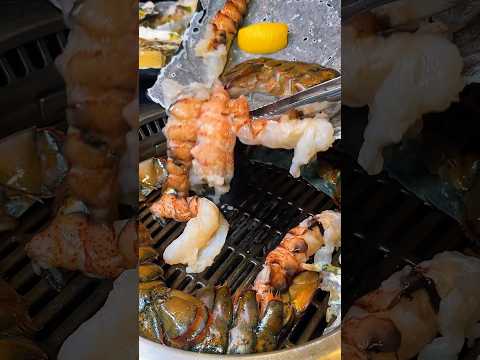 Grilling lobster meat and its shell for the perfect smoky flavor. #youtubeshorts #lobster