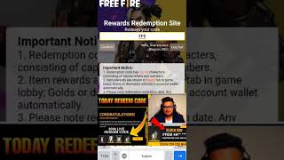 FREE FIRE REDEEM CODE TODAY  | REDEEM CODE FREE FIRE |  JULY Rewards Redemption Site