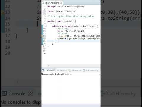 Easy way to print Multidimensional Array in Java #shorts #java #javatcoding