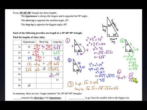 geometry 8-4 concept guide: Special Right Triangles (version 2)