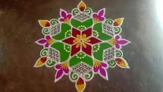 margazhi 1 special 7x4 dots beautiful flowers padikolam rangoli/colorrangoli/gokulramya kolangal