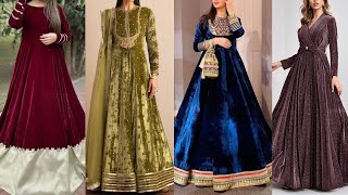 Party Wear Velvet Gown Design 2025/Latest Velvet Maxi and Frock  Designs/Velvet Dresses