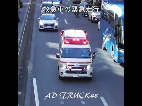 これは搬送中かも…緊急走行する救急車に道を譲る一般車！歩行者も譲ってね