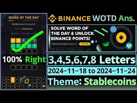 Stablecoins WOTD | Binance New WODL Answers Today | All Letters Word of the day