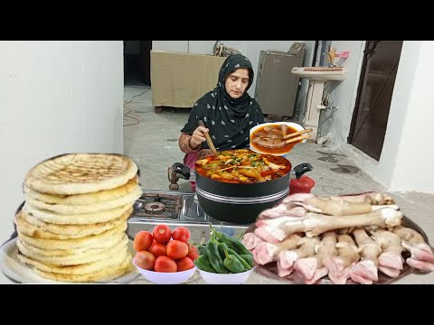 Village Life | Gaon Ki Dophar Ka Khana Mutton Paya Recipe Tandoori Roti Ke Sath | Irma's family vlog