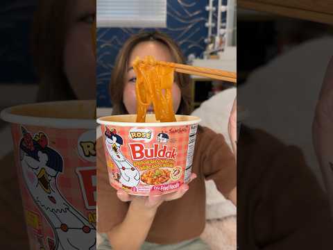 I tried NEW buldak rosé w/ glass noodles! #asmr #mukbang #buldak #rose #cupnoodles #buldakramen