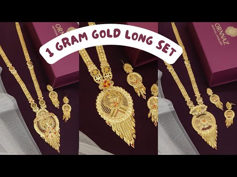 One Gram Gold Plated Long Set with Price - Traditional 1 Gram Gold Coated Long Set Online Shopping