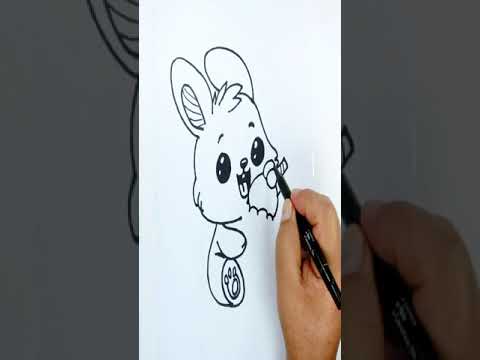 Dibujo de conejo lamiendo un helado