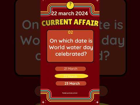 March 22, 2024 Current Affairs|| current affairs today|| World bio diversity day || Gk Quiz ||