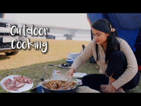 Outdoor Cooking- Local Chicken & Pulao || Roasted Pork || New Year Picnic 🧺 2025