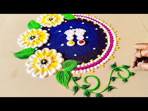 Sunday Special Simple & Best Rangoli🌟 Design / 🌈Colorful Rangoli Patterns / 🌼Rangoli With Colors✨