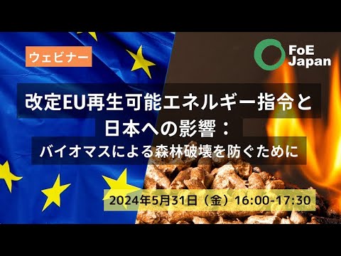 【ウェビナー】改定EU再生可能エネルギー指令と日本への影響：バイオマスによる森林破壊を防ぐために