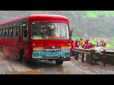 मालशेज घाट:MSRTC BUS BACK TO BACK  IN ACTION AT MALSHEJ GHAT