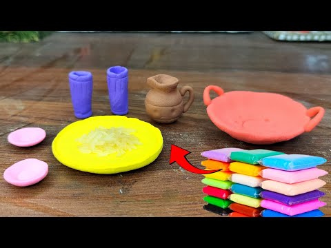 Clay kitchen set making /Amazing technique make handmade kitchen set with clay