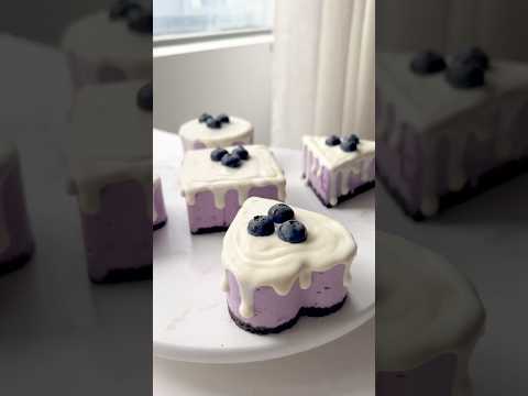 Blueberry mousse cakes #nobake #cheesecake #blueberrymousse #recipe