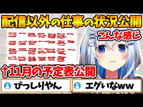 配信外の仕事の予定表を公開し視聴者から心配されてしまうかなたん【ホロライブ切り抜き/天音かなた/かなけん】