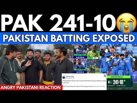 PAK 241-10😭| Kuldeep 3 Pandya 2 Wkts | Pak Batting Exposed Again | Angry Pakistani Reaction