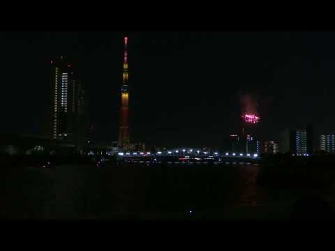 016　隅田川花火大会 2023　☆　Sumida  Fireworks　phoenix　✿　汐入公園　白鬚橋　東京スカイツリー　ライトアップ　不死鳥　♬　2023年　7月29日