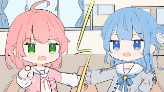 【手描き】ホロ小学校のみこちゃんとすいちゃんの仲良し喧嘩を覗いてみましょう【星街すいせい/さくらみこ/白上フブキ/ホロライブ/切り抜き漫画】