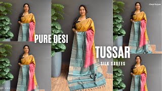 Ep 1164 | Pure Desi Tussar Silk Sarees Only 6580/- | Cloud Dzigns