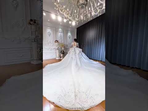 A wonderful wedding dress shiny start from beginning