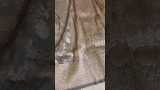 Handloom Pure Banarasi Khaddi Katan Kadhuwa Silk Border Saree - Grey