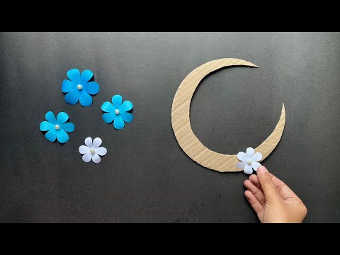 Beautiful moon paper wall hanging | Moon wall hanging craft | home decor ideas 💡