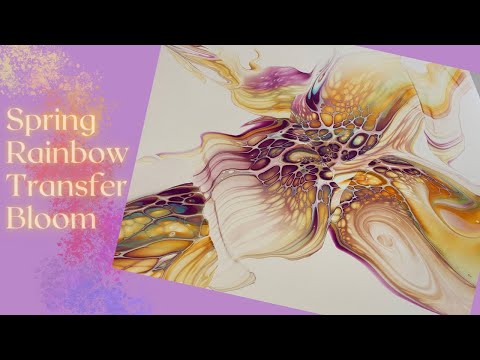 #200 Spring Rainbow 🌈 Transfer Bloom | Acrylic Pour Painting | Abstract | Fluid Painting