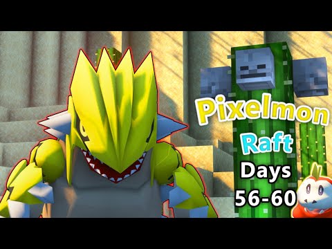 Minecraft Pixelmon Raft - ¡LVL 9,000 GROUDON! (Days 56-60)