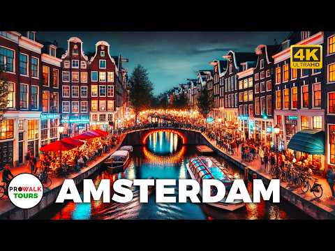 Experience Amsterdam's MOST POPULAR Evening Hotspots! - 4K Walking Tour