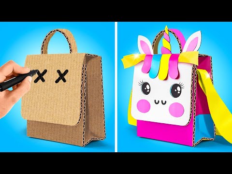 MOCHILA DE CARTÓN DIY 📦🎒 ¡ASOMBROSAS MANUALIDADES ARCOÍRIS CON PAPEL! ✨