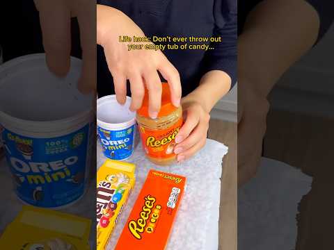 Don’t ever throw out your empty tub of candy #food #lifehack #candy