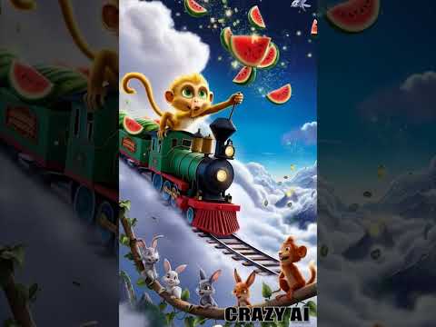 Monkey & Magic Watermelon Train 🚂🍉 | Funniest Adventure Ever! | #shorts #viralvideo  #funny #crazyai