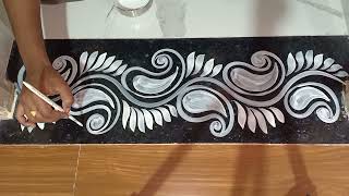 Very easy and beautiful kalka design border alpona /Mukesh arts