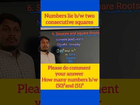 Numbers lie b/w two consecutive squares #squarenumbers #squaretrick #mathstricks #APMSMathsTeacher