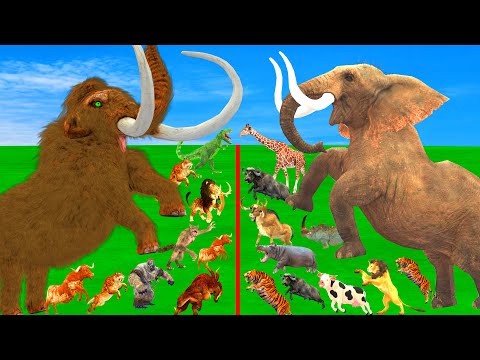 Prehistoric Mammals vs Modern Mammals Size Comparison Mammoth Vs Elephant Animal Epic Battle