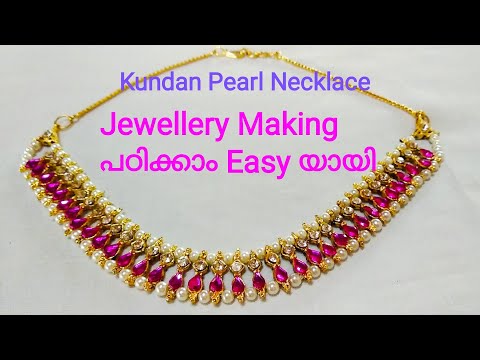 How To Make Kundan Necklace | Pearl Necklace | Jewellery Making | DIY Necklace | Shabna's Designs