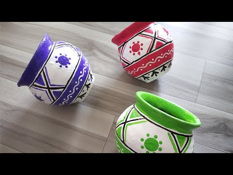 3 Pot Painting Easy | Pot Decoration Ideas | Terracotta Pot Painting | Festival Pot Painting