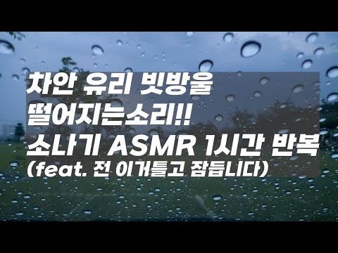 장마철 차! 유리로 떨어지는 빗소리 ASMR (feat. 1시간 무한반복)) #빗소리asmr