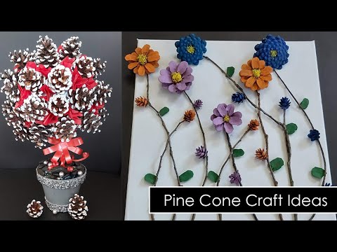 DIY How to make Pine cone craft ideas l l Make Pine Cone Flowers l l  Best out of waste