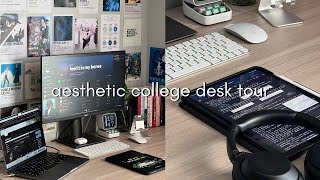 aesthetic college desk tour 2023 🎧📓 | pinterest inspired kpop & anime wall tour ft vernal desk