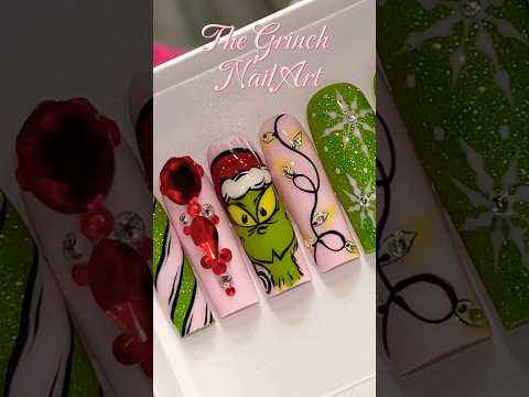 #grinch #nailart #easynailartdesignsforbeginners #christmas #tutorial #nailtutorial #shorts #short