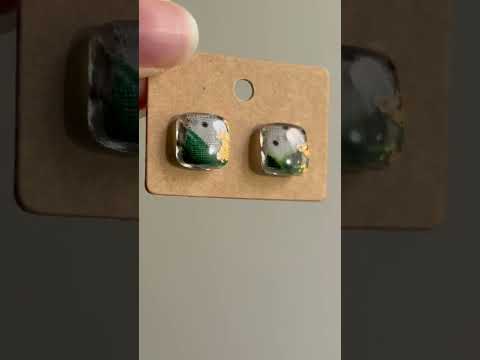 UV Resin stud earrings!  Full tutorial on my channel!  Hint: there’s fabric in them!