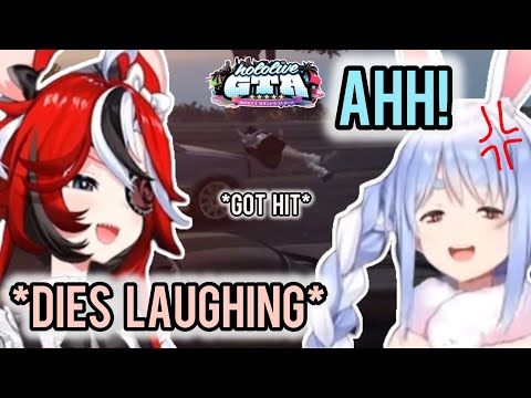 Bae dies LAUGHING when Pekora trying to CROSS THE ROAD [HoloGTA] | [Hakos Baelz / Hololive]