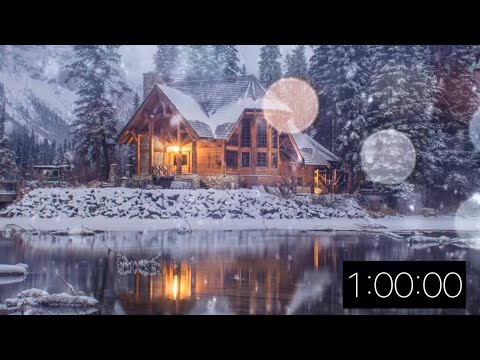 1 Hour Timer - Background Music with Snow Blowing