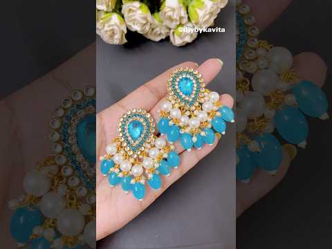 Make Kundan Earrings in just 5minutes😍🦋 #shorts #youtubeshorts #kundanjewellery #earrings