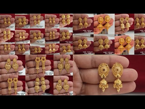 latest gold jhumki earrings designs 2024 with weight & price || new mini Jhumki earrings designs ||