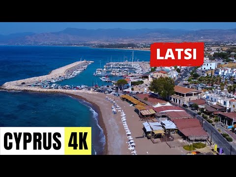 PAPHOS, CYPRUS 🇨🇾 [4K Drone] Latsi Beach & Harbour